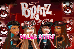 Bratz: Rock Angelz title screen for GameBoy Advance